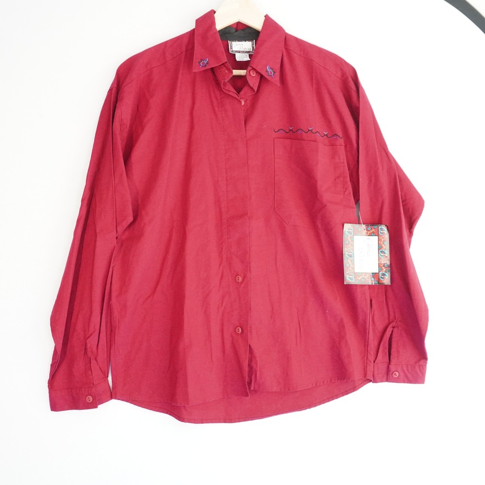 VTG Gina Peters Embroidered‎ Button Shirt Western Equestrian Style Blouse Top S